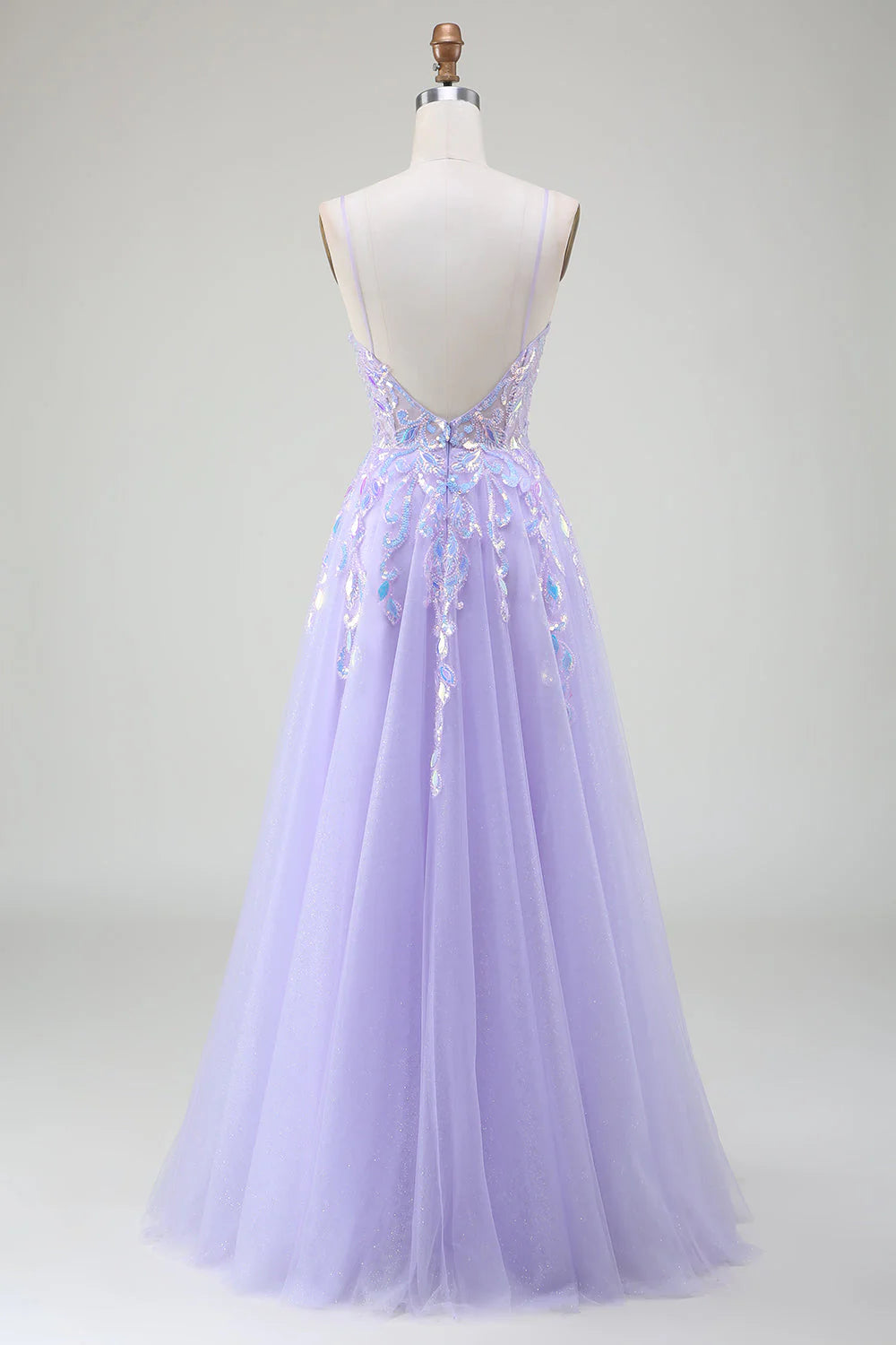 Amzcw Sparkly A-Line Purple Spaghetti Straps Long Prom Dress with Sequins prom dresses shops