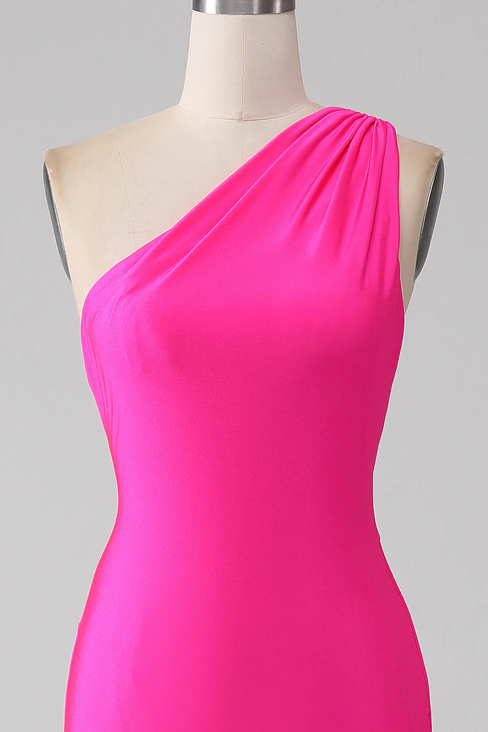 Amzcw Hot Pink Mermaid One Shoulder Long Prom Dress With Pleated prom dresses shops