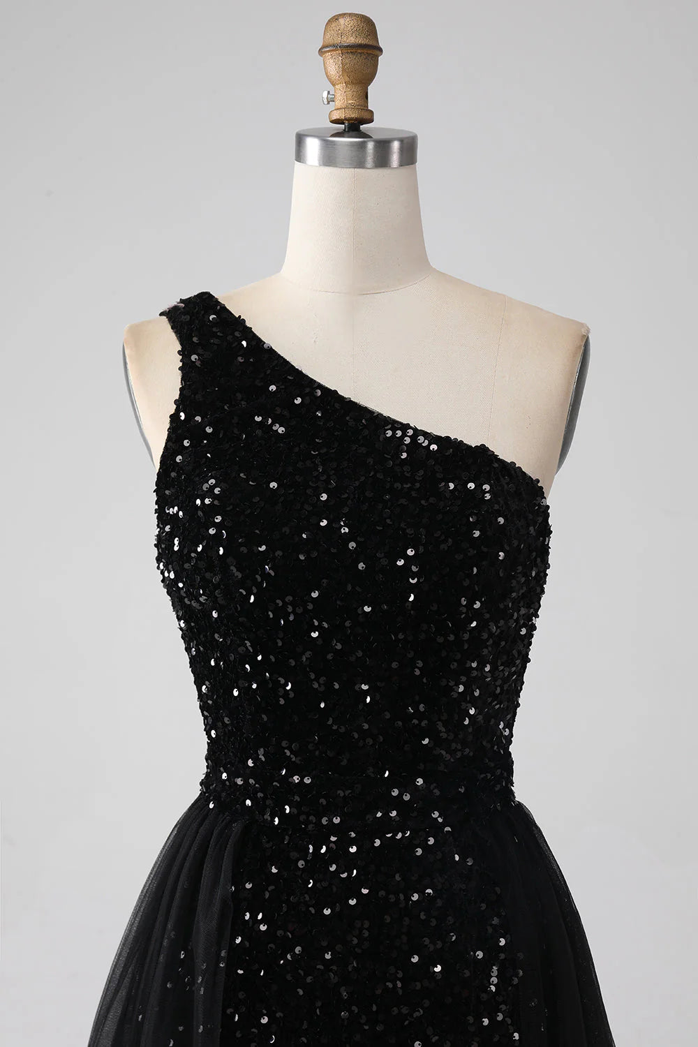 Amzcw Sparkly Black A-Line One Shoulder Sequins Long Prom Dress prom dresses shops