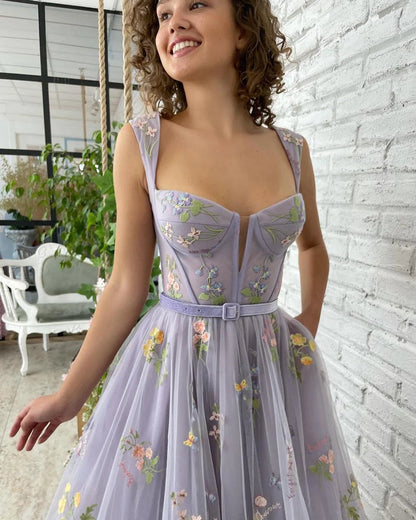 A Line Straps Homecoming Dress for Teens with Appliques Appliqued Cocktail Dress