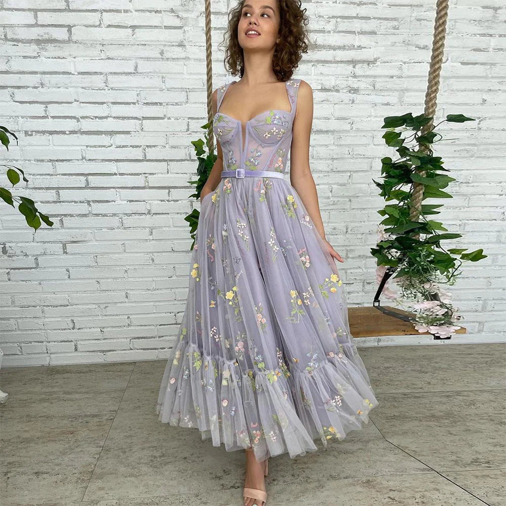 A Line Straps Homecoming Dress for Teens with Appliques Appliqued Cocktail Dress