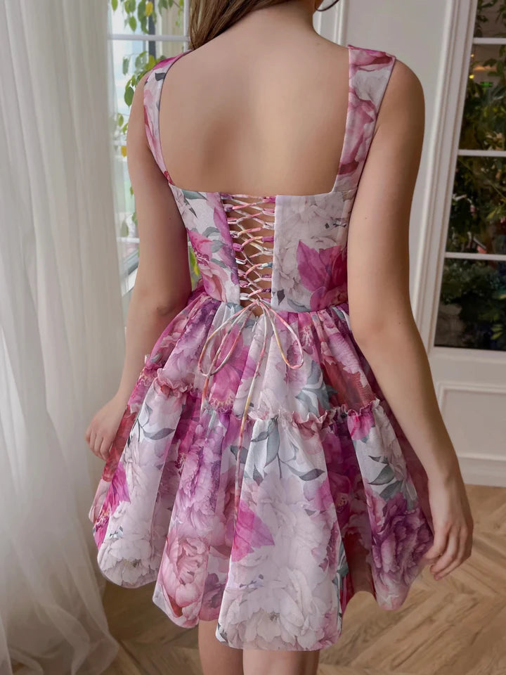 A-Line/Princess Off-The-Shoulder Sleeveless Mini Prom Dress With Applique