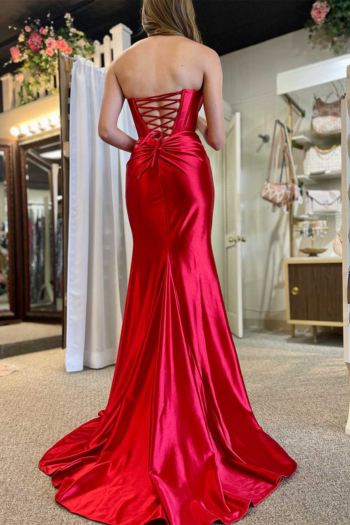 Arrival Prom Evening Dresses Mermaid Satin Sweep Train