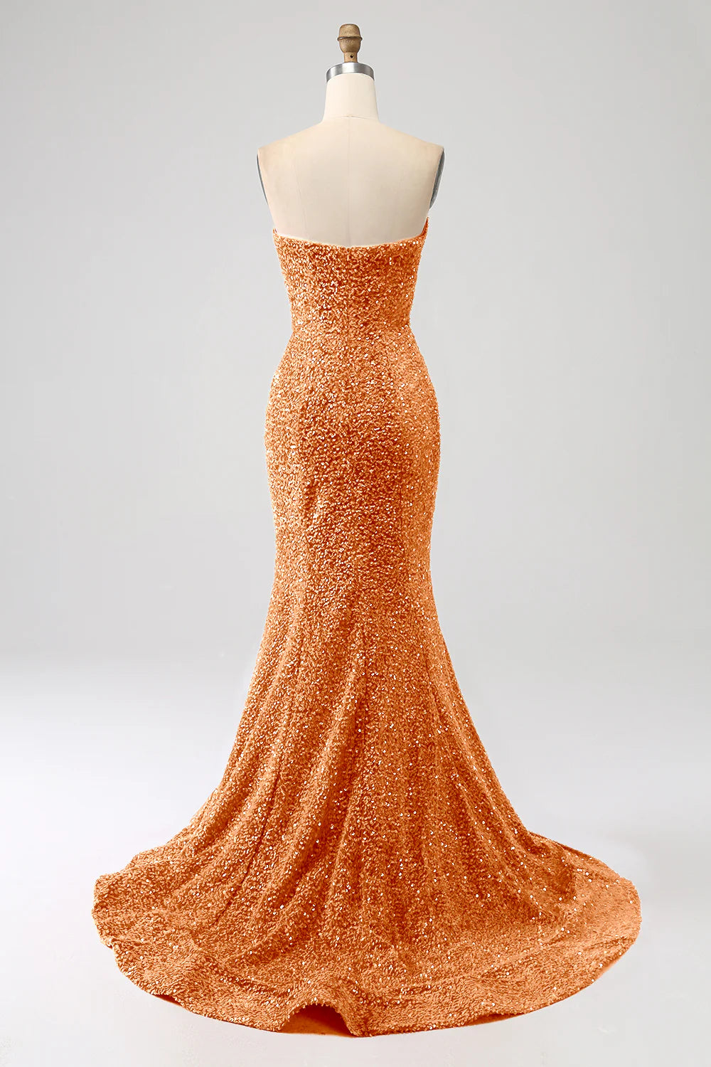 Amzcw Orange Mermaid Sweetheart Sweep Train Prom Dress With Sequins prom dresses shops