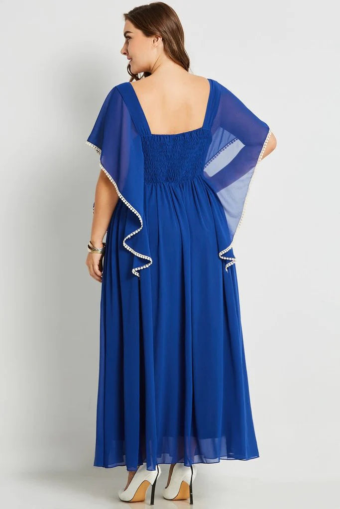 Polyester Plus Size V Neck A Line Ankle Length Mother Of The Bride Dresses