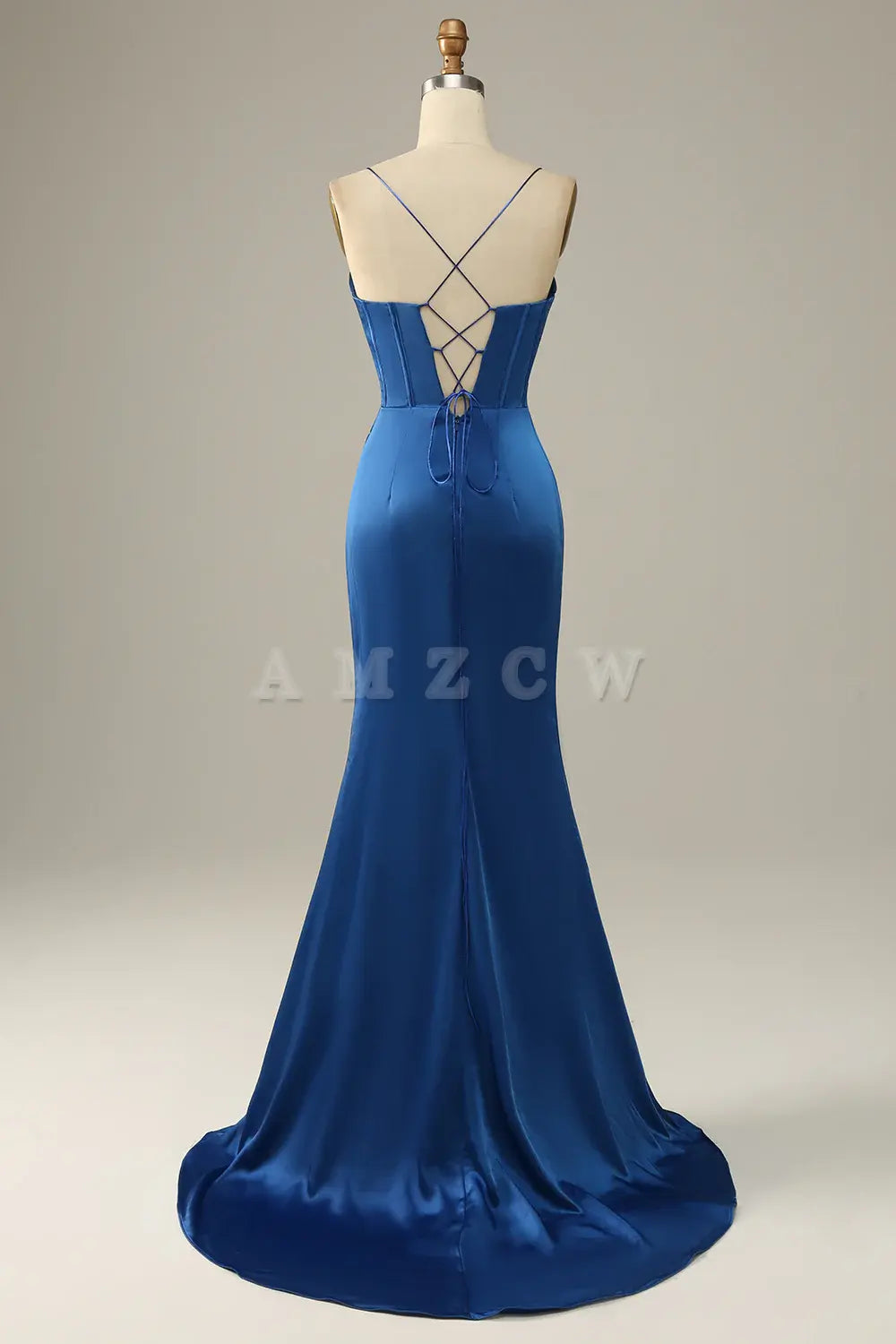 Amzcw Royal Blue Spaghetti Straps Mermaid Prom Dress gowns evening dresses prom dresses shops