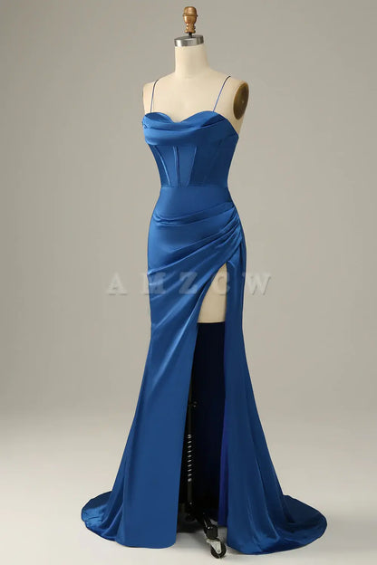 Amzcw Royal Blue Spaghetti Straps Mermaid Prom Dress gowns evening dresses prom dresses shops