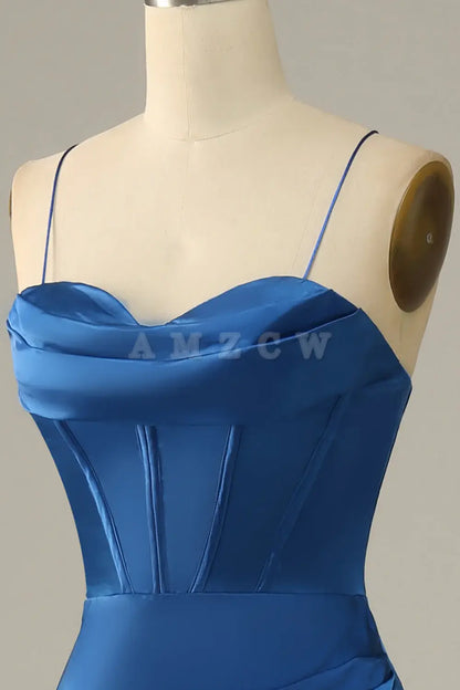 Amzcw Royal Blue Spaghetti Straps Mermaid Prom Dress gowns evening dresses prom dresses shops