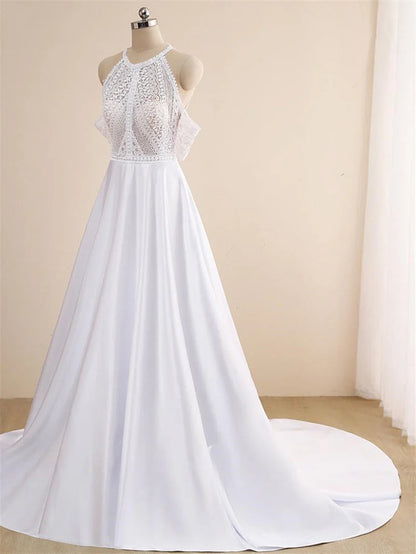 Sexy Lace Appliques High Neck Country Wedding Dresses
