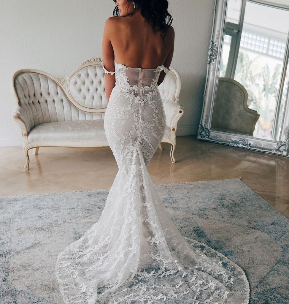 Mermaid Backless Off the Shoulder Lace Long Wedding Dresses Bride Dresses