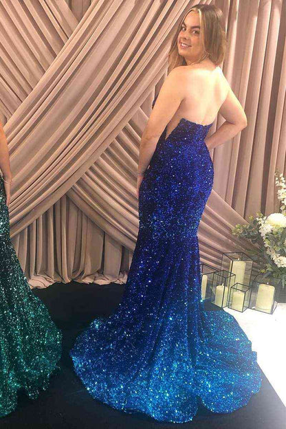 Sexy Strapless Mermaid Sequin Prom Dress