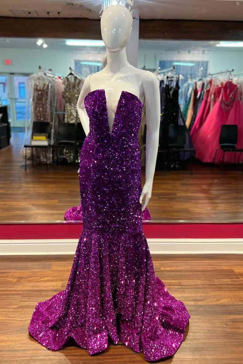 Sexy Strapless Mermaid Sequin Prom Dress