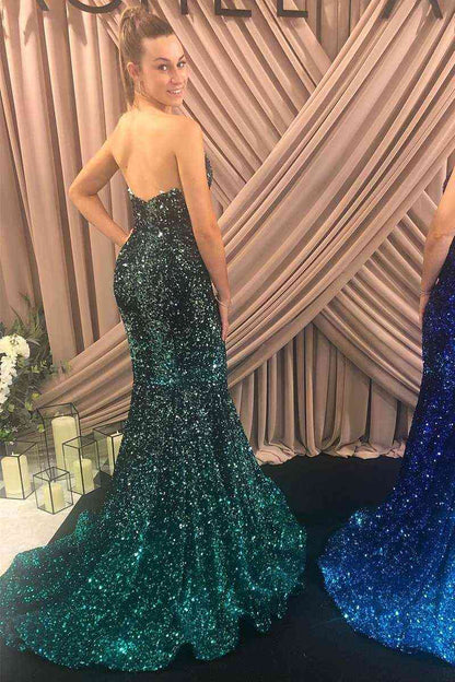 Sexy Strapless Mermaid Sequin Prom Dress