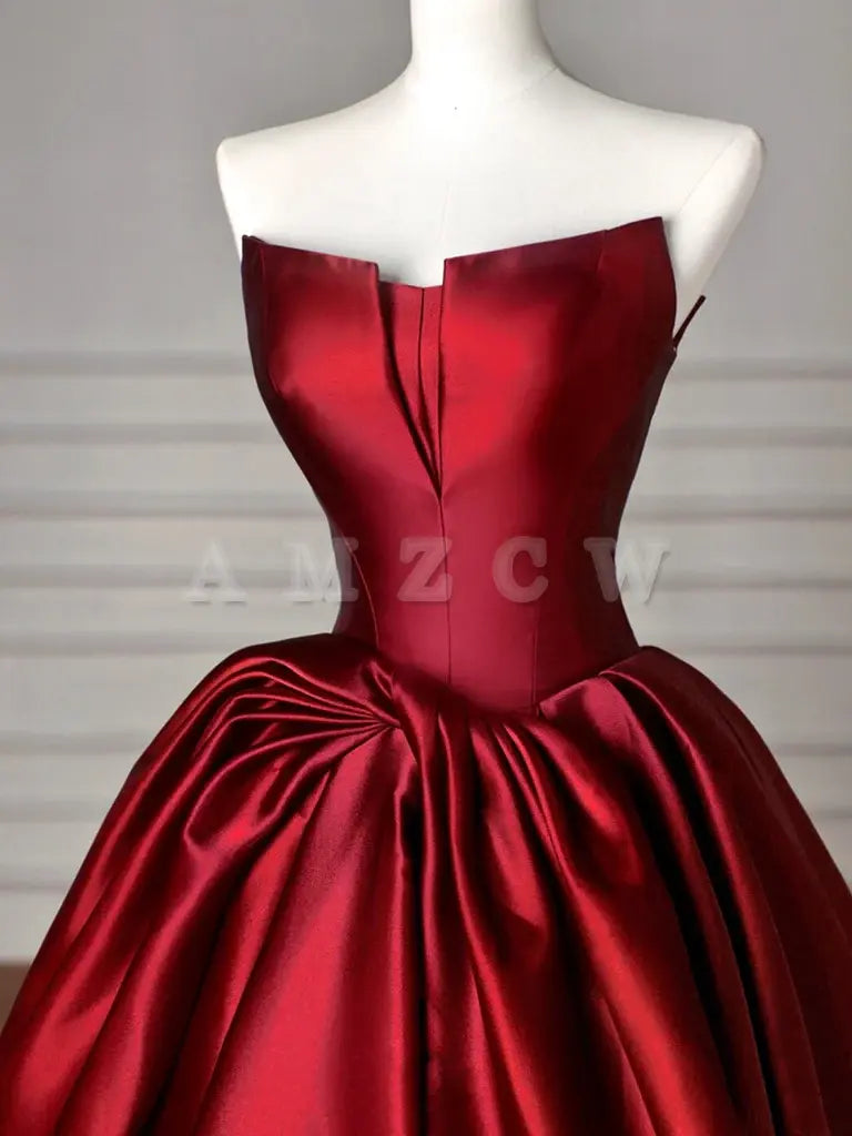 Amzcw Simple Satin Burgundy Long Prom Dress Burgundy Long Formal Dress prom dresses shops