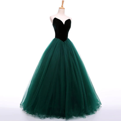 A-line Long V-Neck Tulle Burgundy Sleeveless Floor-Length Prom Dresses