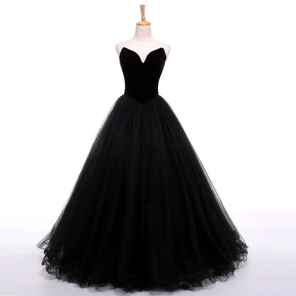 A-line Long V-Neck Tulle Burgundy Sleeveless Floor-Length Prom Dresses