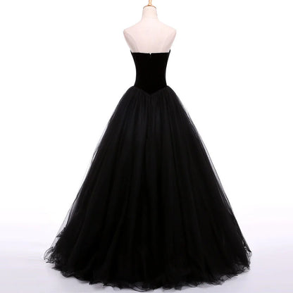 A-line Long V-Neck Tulle Burgundy Sleeveless Floor-Length Prom Dresses