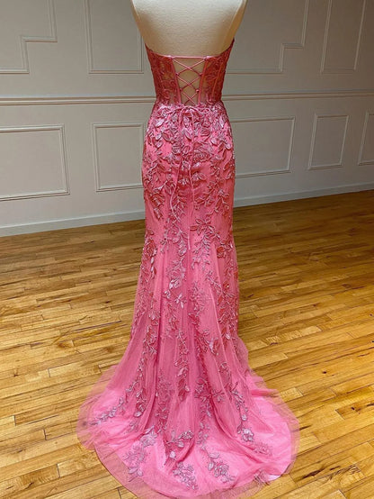 Mermaid Lace Long Prom Dress with Appliques