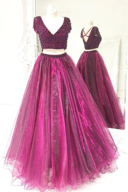 Prom Dress Tulle Beaded Prom Dresses Long Prom Dress Evening Dress