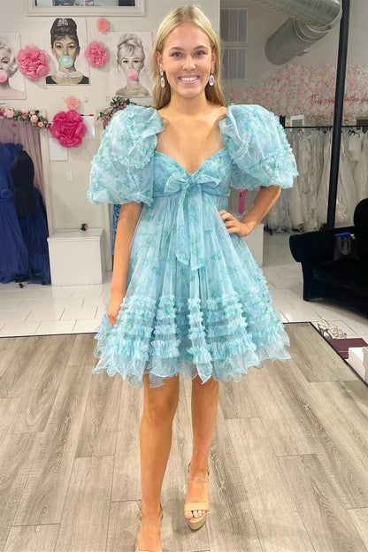 Unique Short Layered Tulle Sweetheart Neck Short Cocktail Dress Homecoming Dresses