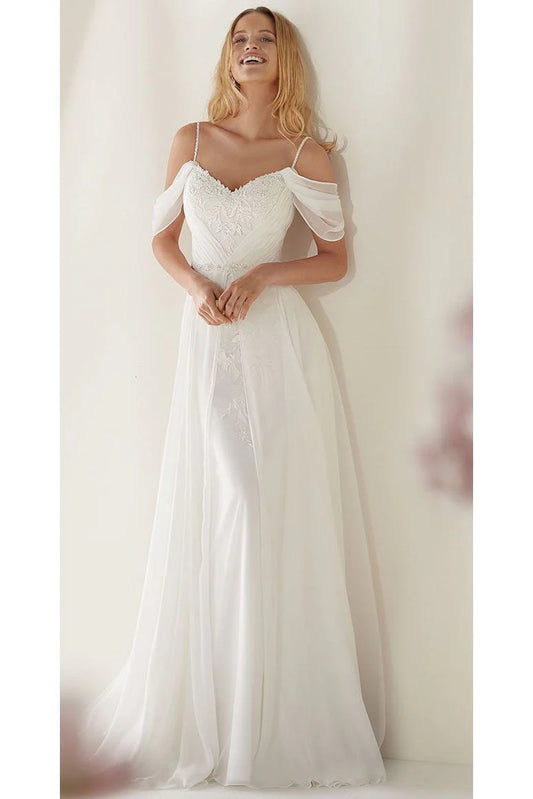 Unique Spaghetti Straps Sweep Train Wedding Dress