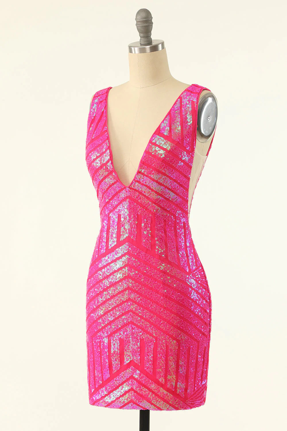 V Neck Sheath Sequins Homecoming Dress