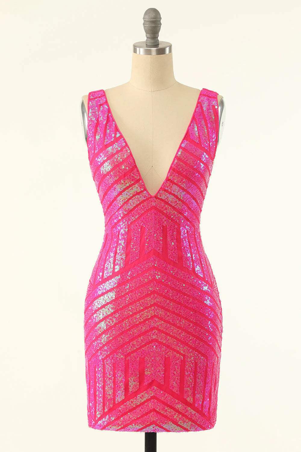 V Neck Sheath Sequins Homecoming Dress