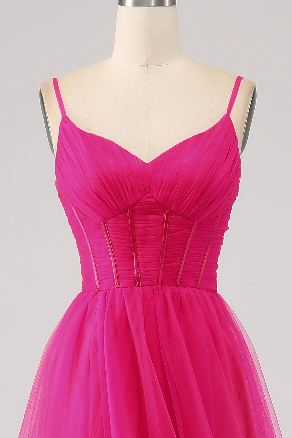 Amzcw A-Line Spaghetti Straps Long Corset Fuchsia Prom Dress with Slit prom dresses shops