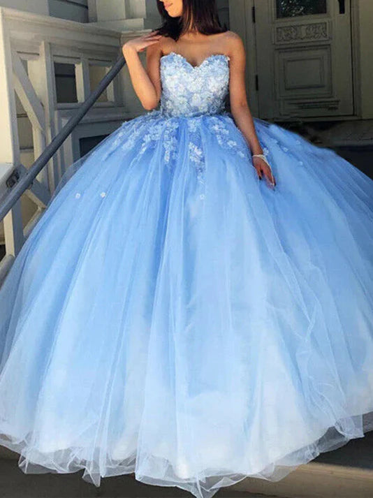 Women's Ball Gown Tulle Sweetheart Sweep/Brush Train Long Prom Dresses