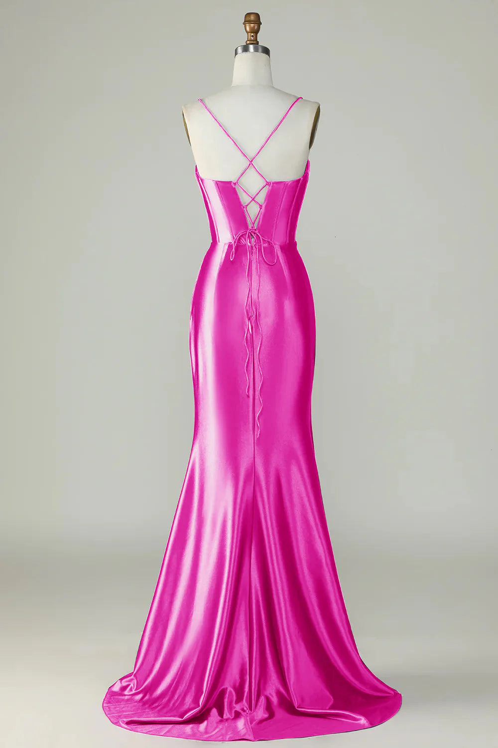 Amzcw Fuchsia Mermaid Spaghetti Straps Long Prom Dress With Slit prom dresses shops