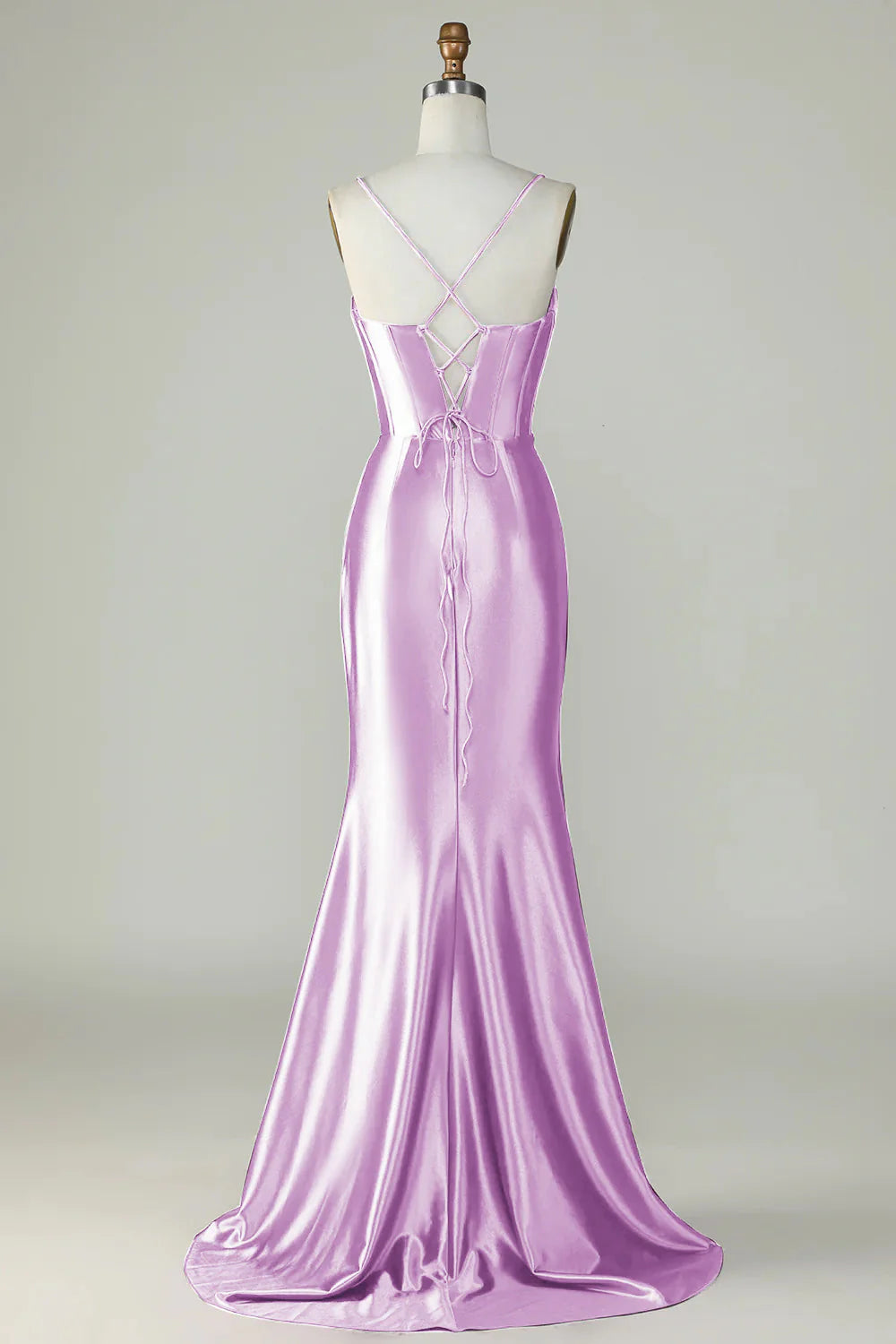 Amzcw Lilac Mermaid Spaghetti Straps Long Prom Dress With Slit prom dresses shops