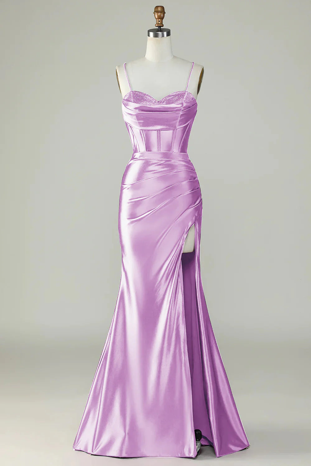 Amzcw Lilac Mermaid Spaghetti Straps Long Prom Dress With Slit prom dresses shops