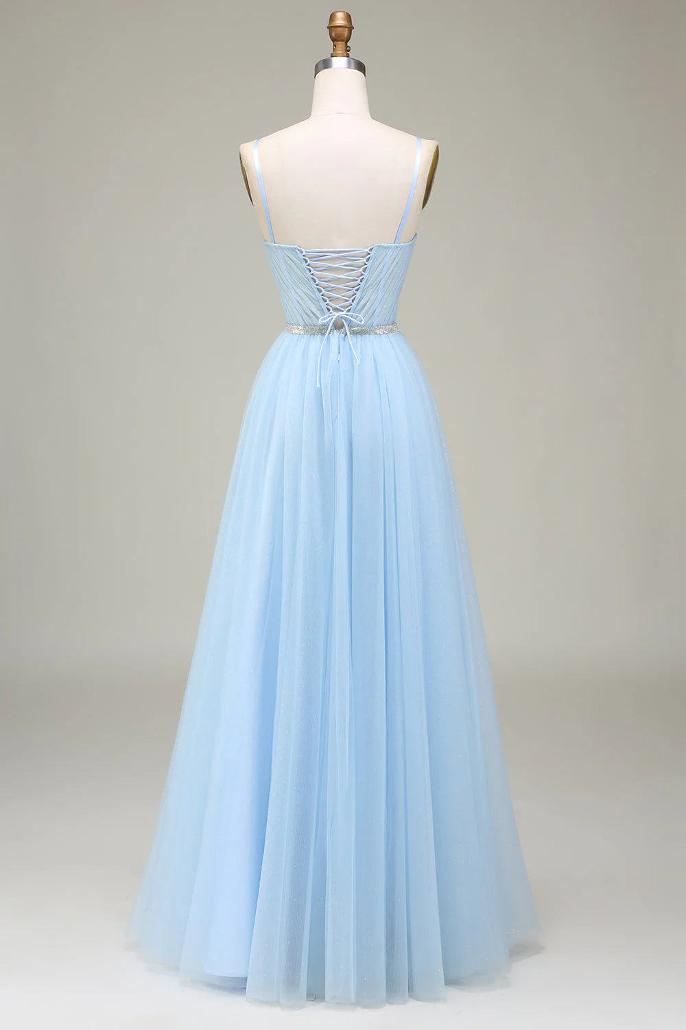 Amzcw Sparkly Light Blue A-Line Tulle Long Prom Dress With Appliques prom dresses with long sleeves