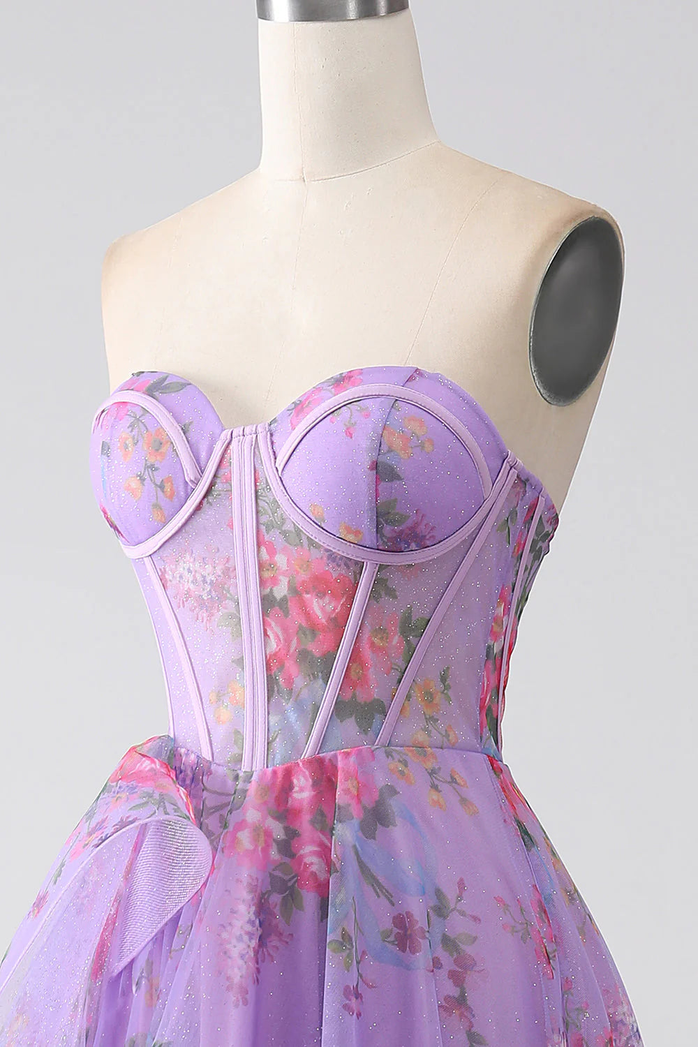 Amzcw Purple Printed A-Line Sweetheart Strapless Corset Prom Dress With Slit prom dresses shops