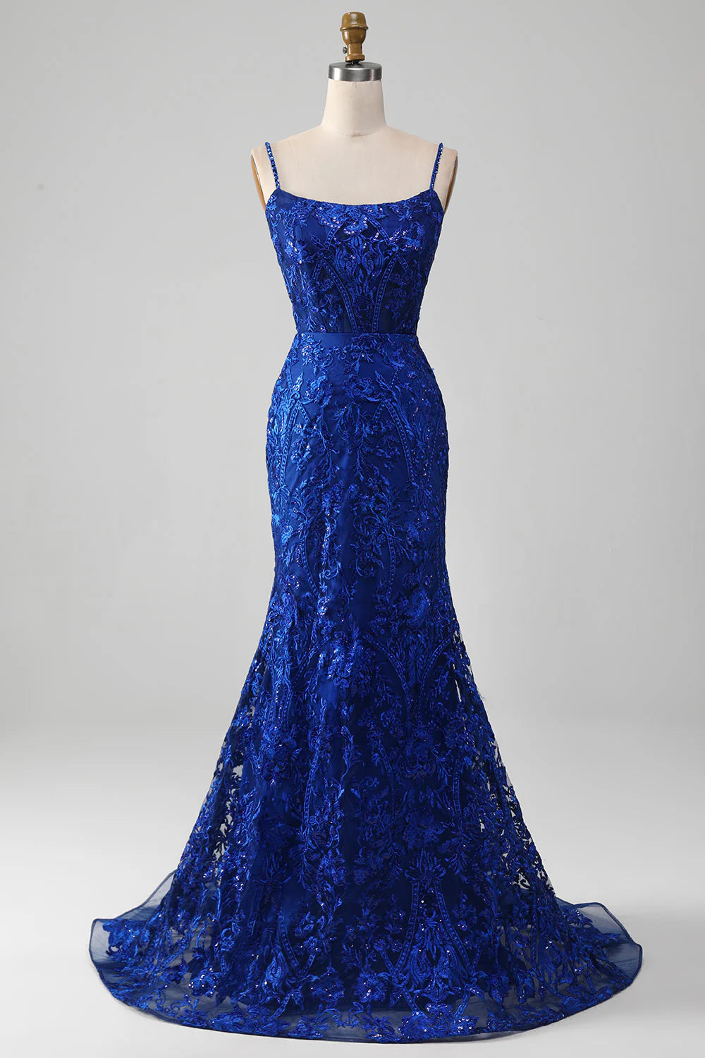 Amzcw Royal Blue Mermaid Sparkly Long Prom Dress With Appliques long prom dresses with sleeves