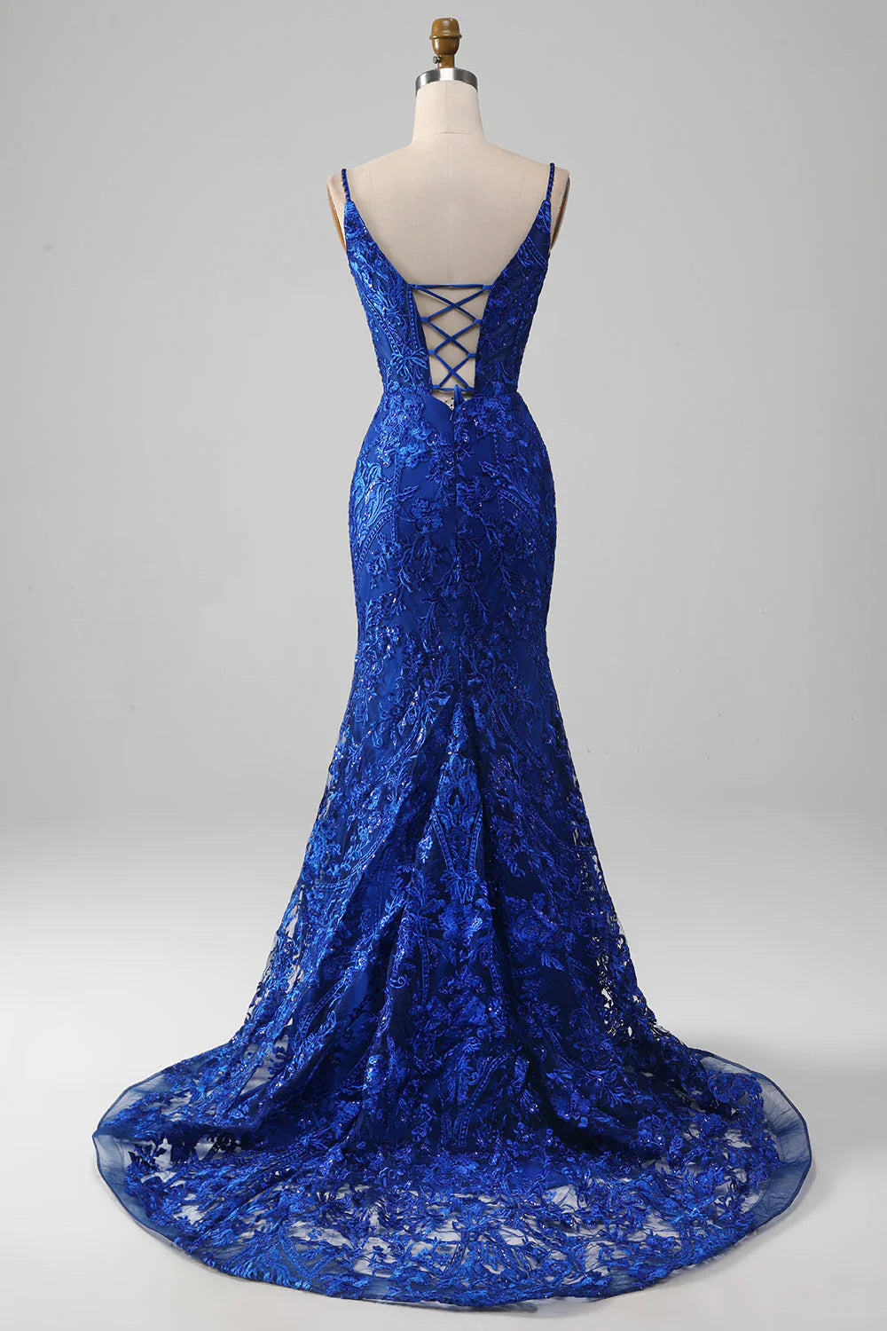 Amzcw Royal Blue Mermaid Sparkly Long Prom Dress With Appliques long prom dresses with sleeves