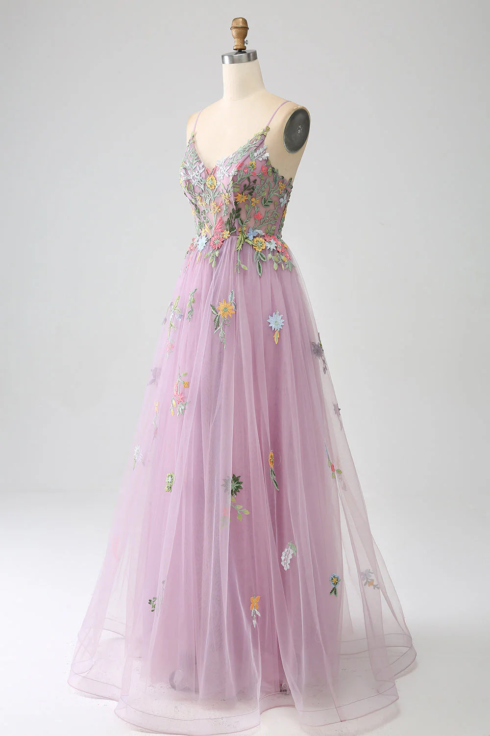 Amzcw Mauve A-Line Spaghetti Straps Tulle Long Prom Dress With Embroidery prom dresses shops