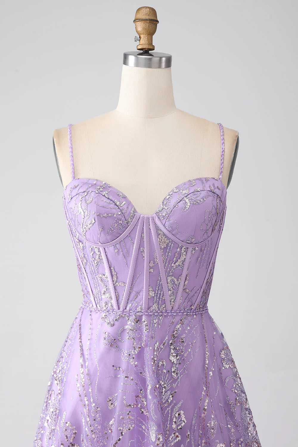 Amzcw A-Line Spaghetti Straps Lilac Corset Prom Dress with Sequins prom dresses shops