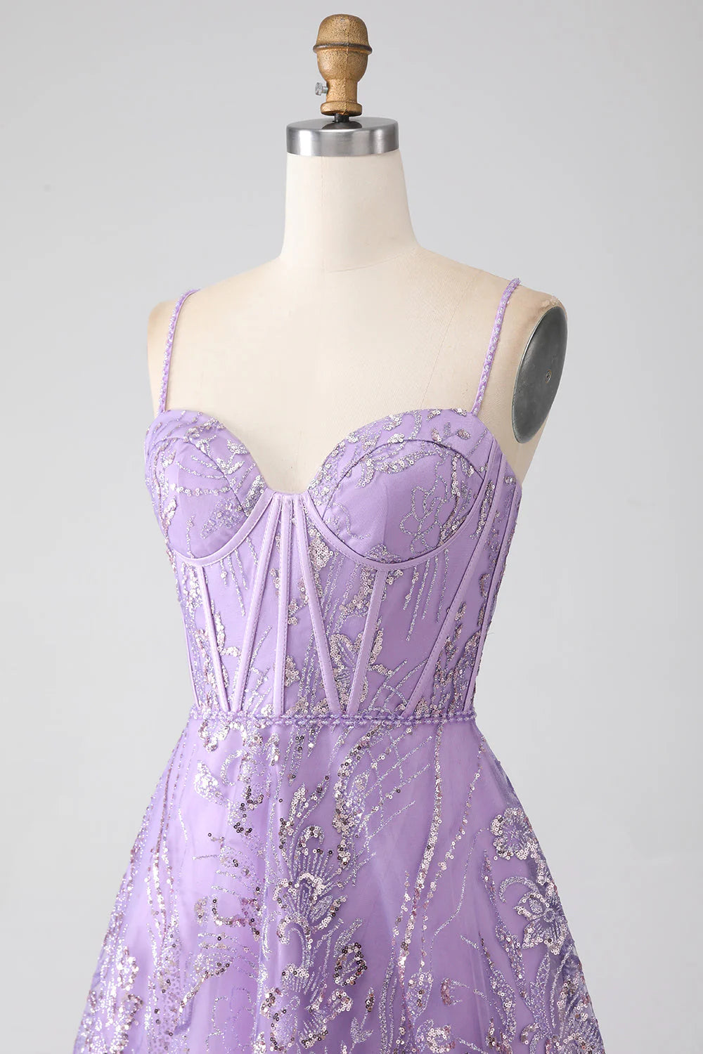 Amzcw A-Line Spaghetti Straps Lilac Corset Prom Dress with Sequins prom dresses shops