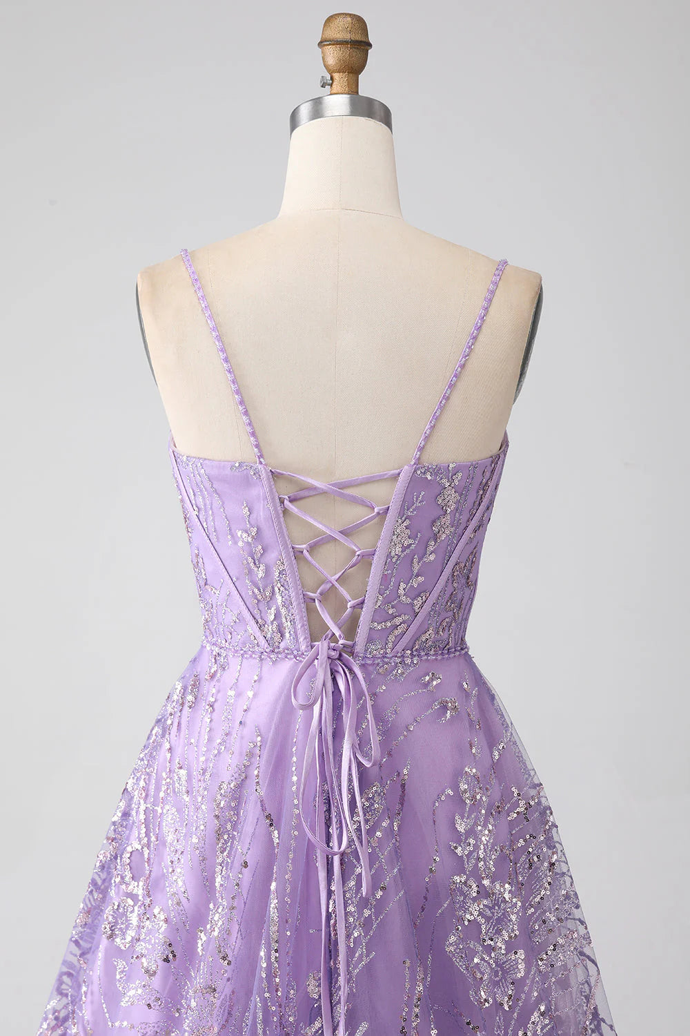 Amzcw A-Line Spaghetti Straps Lilac Corset Prom Dress with Sequins prom dresses shops