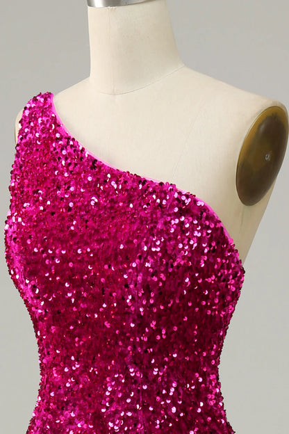 One Shoulder Sequin Mermaid Prom Dress