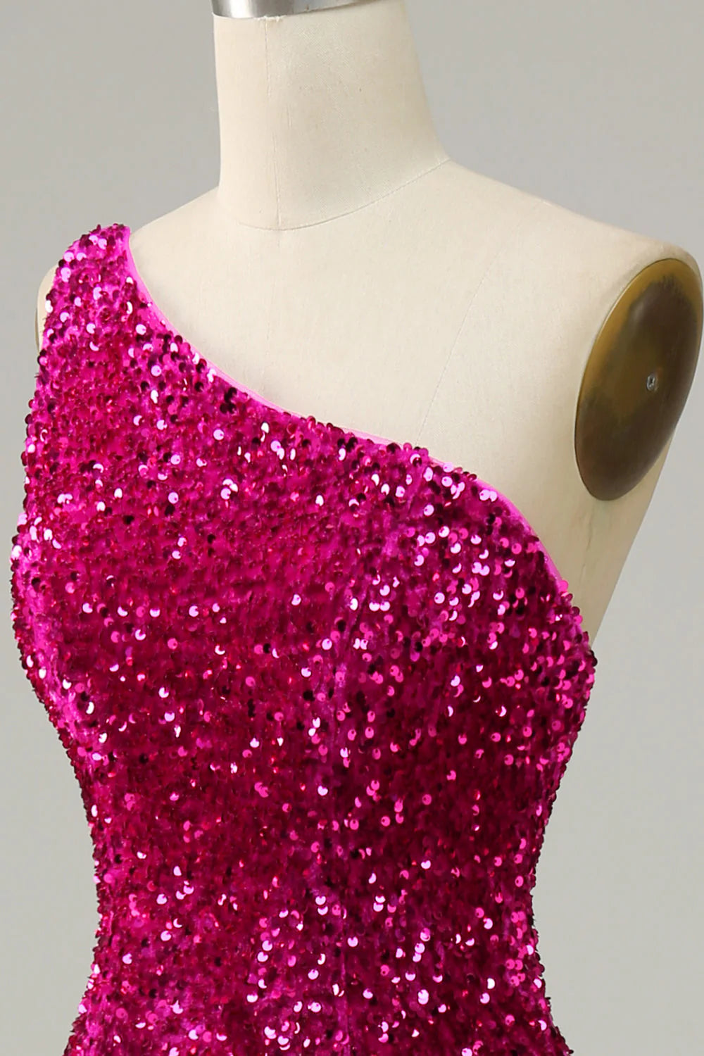 Amzcw Fuchsia Sheath One Shoulder Sequin Mermaid Prom Dress prom dresses with long sleeves