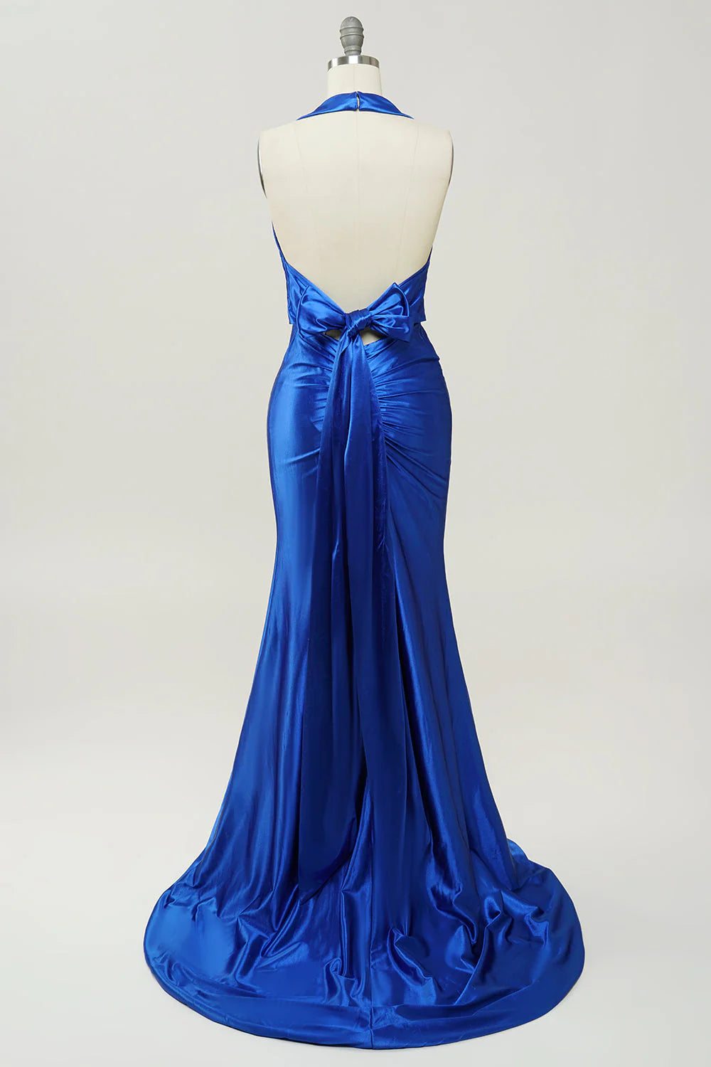 Amzcw Royal Blue Mermaid Halter Lace Up Prom Dress With Backless prom dresses with long sleeves