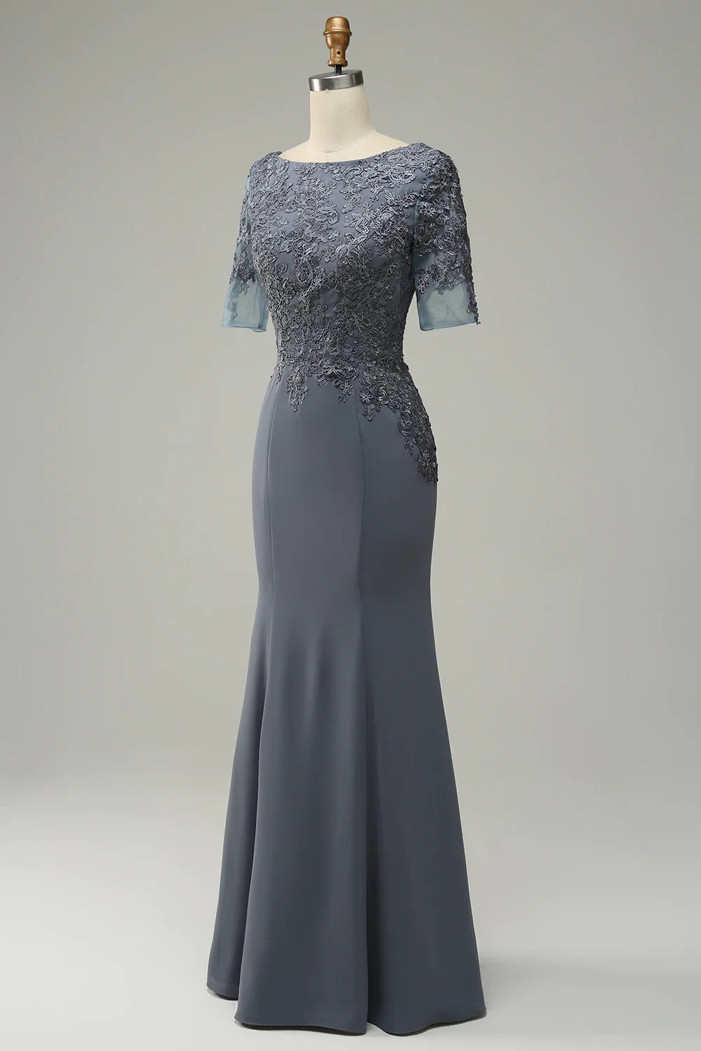 Grey Appliques Mother of Bride Dress