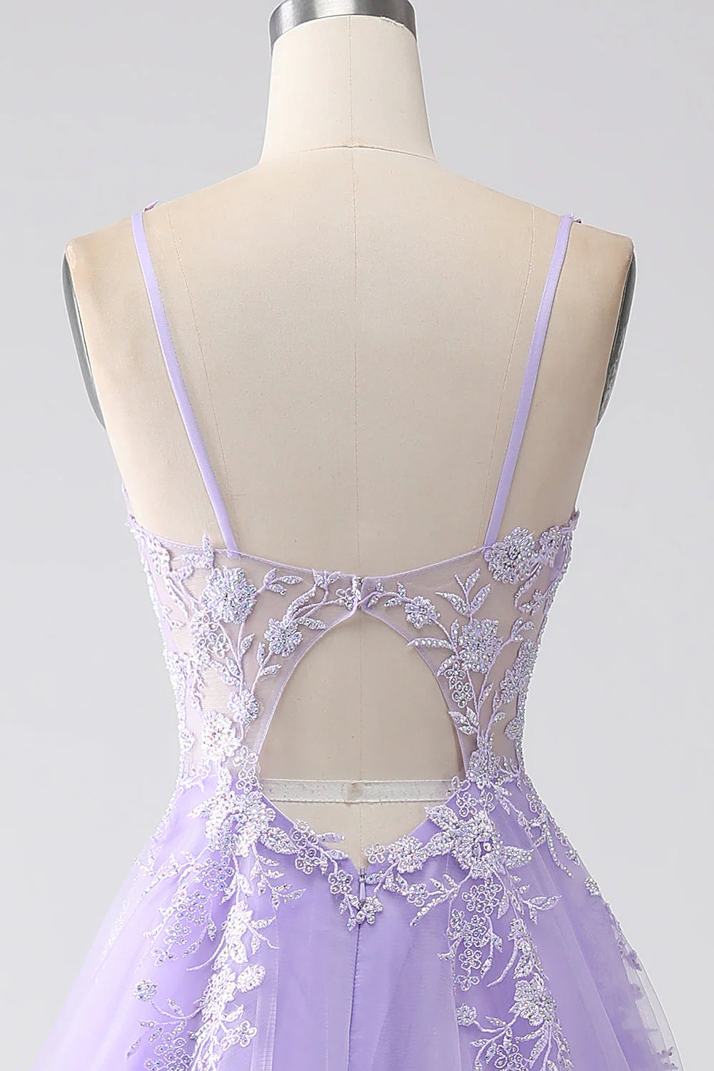 Amzcw Lilac A-Line Spaghetti Straps Tulle Long Prom Dress with Appliques prom dresses shops