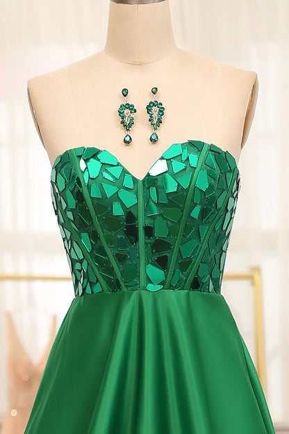 Amzcw Dark Green A Line Sweetheart Mirror Long Prom Dress prom dresses shops