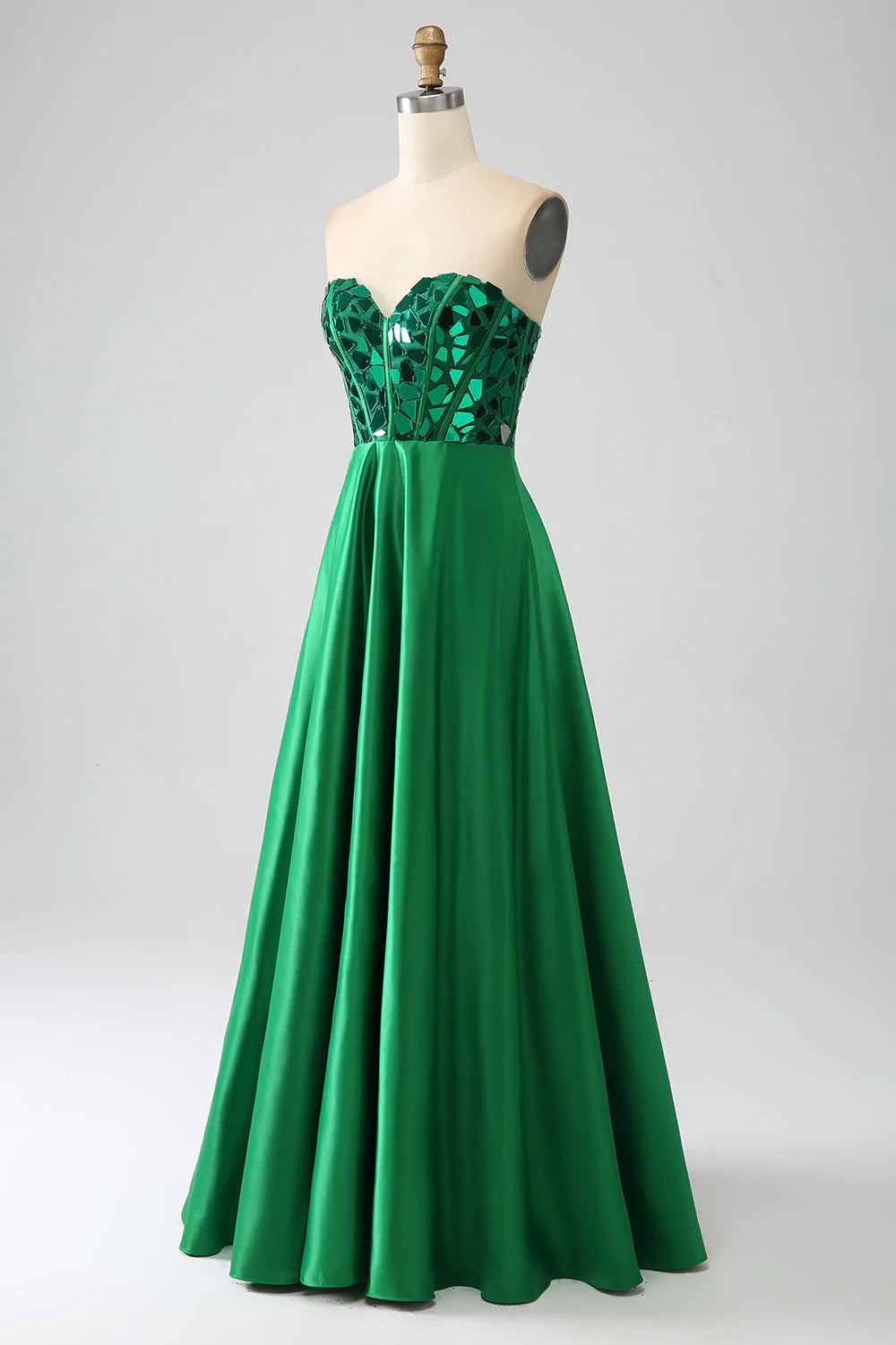 Amzcw Sparkly Dark Green A-Line Sweetheart Corset Long Prom Dress prom dresses shops