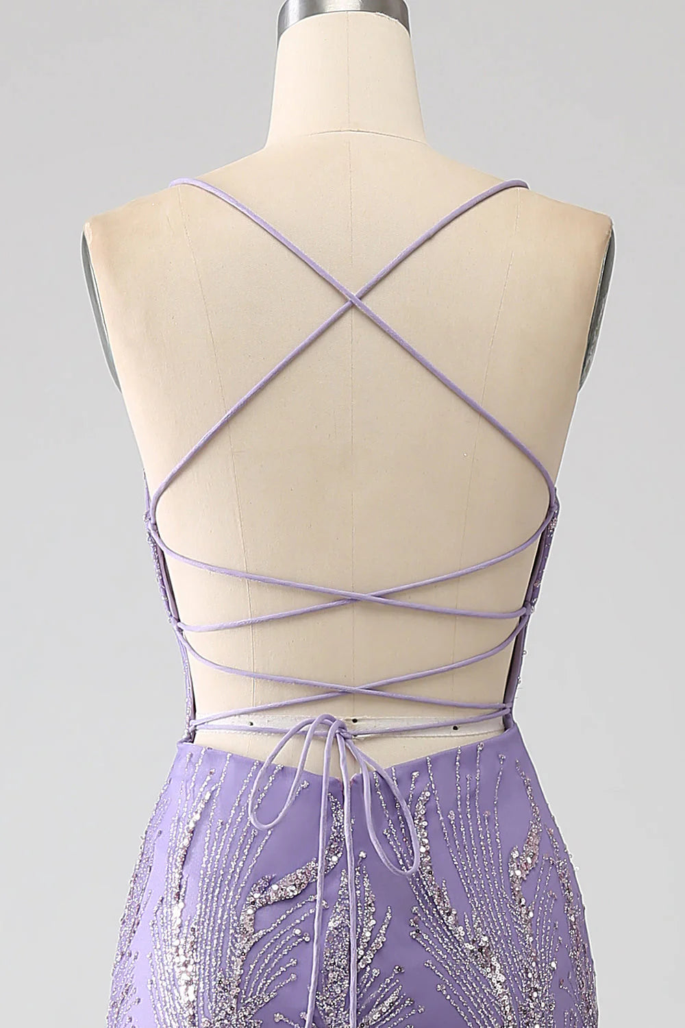 Amzcw Sparkly Mermaid Lilac Spaghetti Straps Long Prom Dress