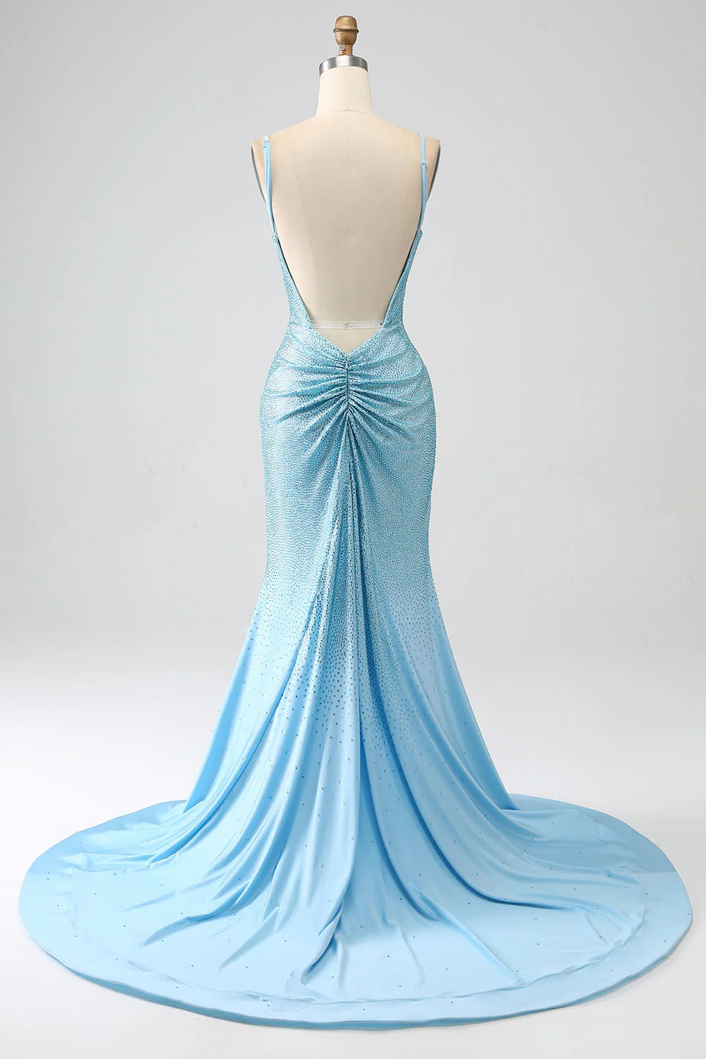 Amzcw Sparkly Light blue Mermaid Beaded Long Prom Dress with Slit prom dresses shops