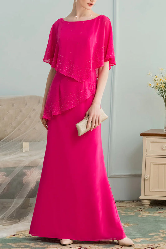 A-line Long Chiffon Bridesmaid Dress With Beading